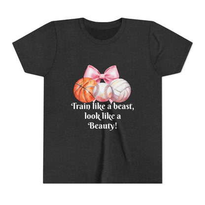 Train Like a Beast Youth Tee, Motivational Sports Tee, Kids Workout Shirt, Athletic Wear, Gifts for Young Athletes, Back to School