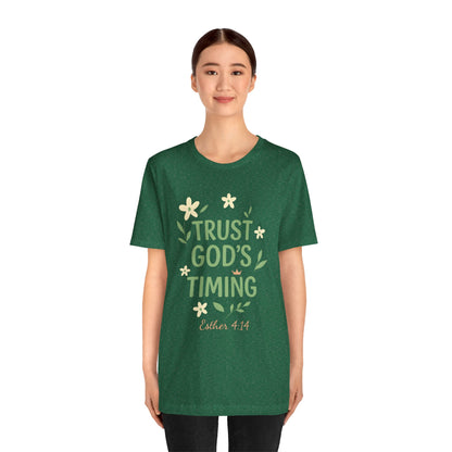 Trust God's Timing Tee, Inspirational Short Sleeve Shirt, Faith-Based Apparel, Gift for Believers, Bible Verse Tee, Everyday Wear