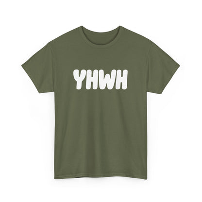 YHWH Unisex Heavy Cotton Tee, Spiritual T-Shirt, Casual Wear, Gift for Him/Her, Faith-Based Apparel, Trendy Everyday Tee