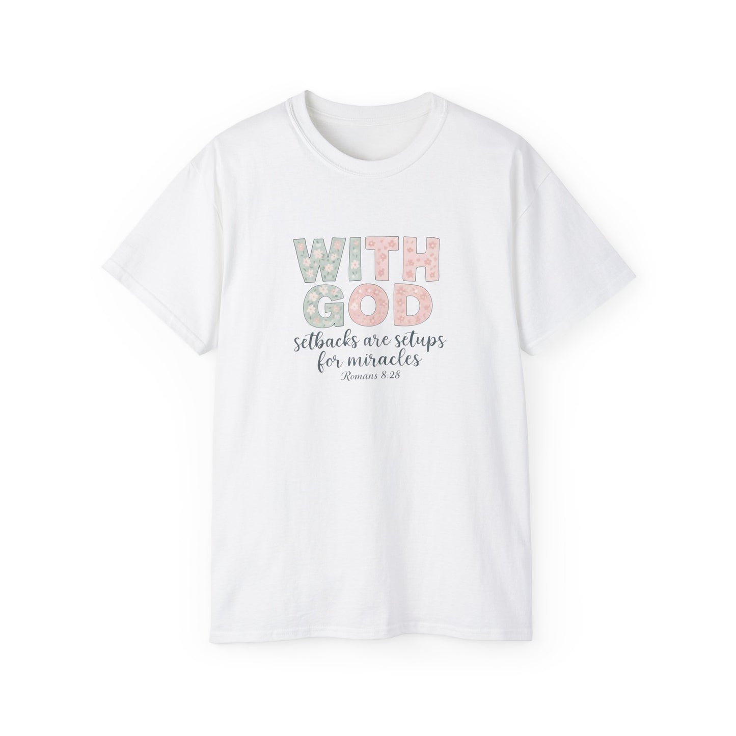 Inspirational Unisex Cotton Tee: "With God All Things Are Possible" - Faith, Gift, Encouragement, Casual Wear, Everyday Inspiration