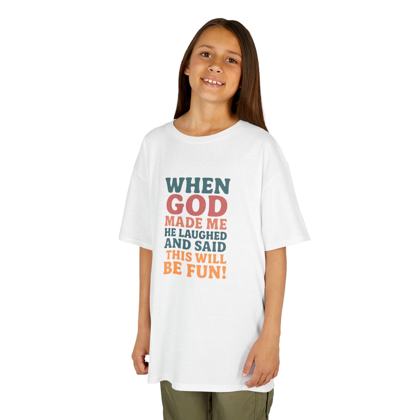 God Laughed Kids Tee, Fun Kids T-Shirt, Inspirational Quote Shirt, Birthday Gift, Faith-Based Apparel