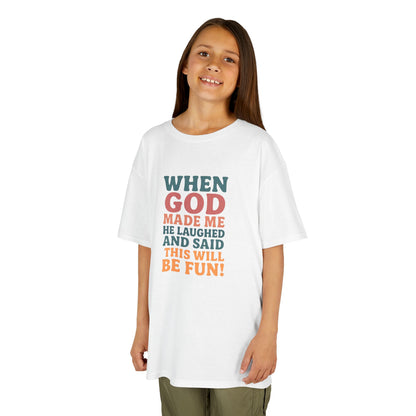 God Laughed Kids Tee, Fun Kids T-Shirt, Inspirational Quote Shirt, Birthday Gift, Faith-Based Apparel