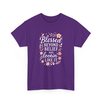 Blessed Beyond Belief Tee, Inspirational Unisex Heavy Cotton T-Shirt, Faith-Based Gift, Motivational Apparel, Casual Wear, Unique Top