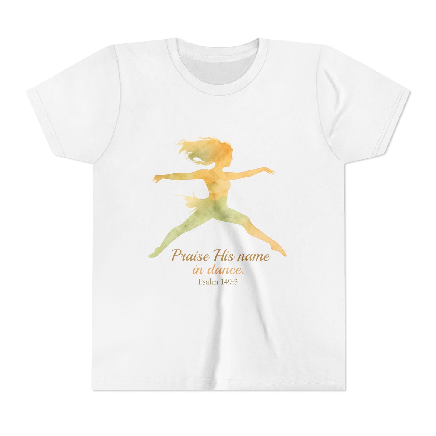 Praise His Name Youth Tee, Inspirational Kids Shirt, Watercolor Dance Shirt, Christian Youth Apparel, Gift for Young Dancers