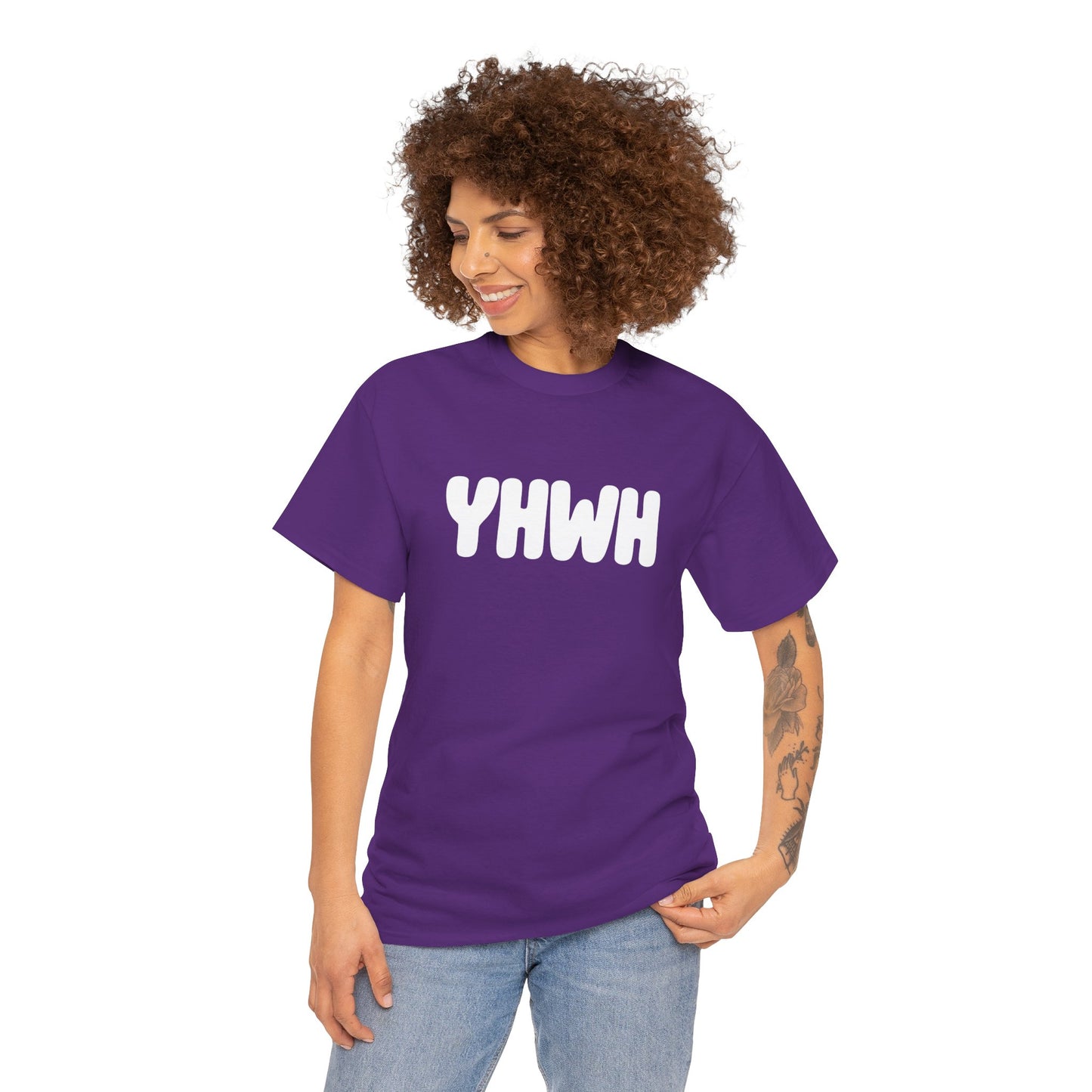 YHWH Unisex Heavy Cotton Tee, Spiritual T-Shirt, Casual Wear, Gift for Him/Her, Faith-Based Apparel, Trendy Everyday Tee