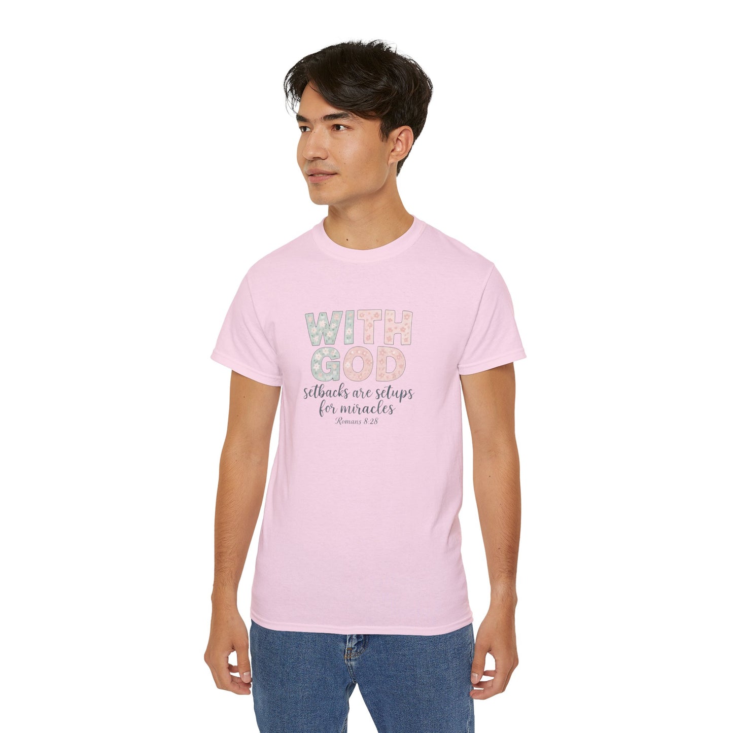 Inspirational Unisex Cotton Tee: "With God All Things Are Possible" - Faith, Gift, Encouragement, Casual Wear, Everyday Inspiration