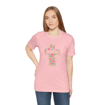 Floral Cross T-Shirt — Vintage Rose Faith Tee