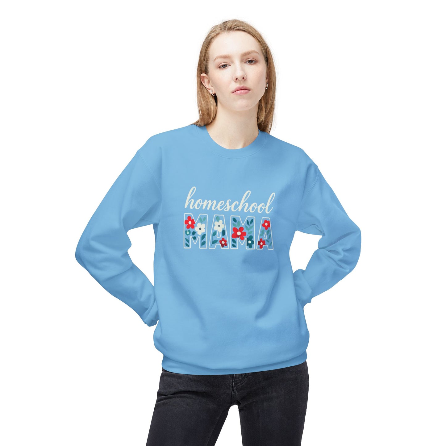 Homeschool Mama Sweatshirt — Floral Pattern Teacher Mom Crewneck