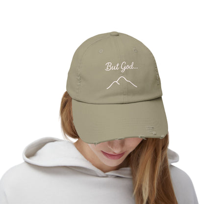 Distressed Cap with 'But God...' Quote, Inspirational Hat for Outdoor Enthusiasts, Gift for Faith Lovers, Everyday Style Accessory, [...]