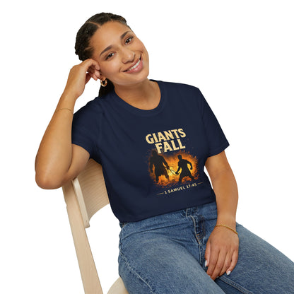 Giants Fall T-Shirt – 1 Samuel 17:45 Christian Faith Tee