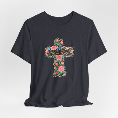 Floral Cross T-Shirt — Vintage Rose Faith Tee