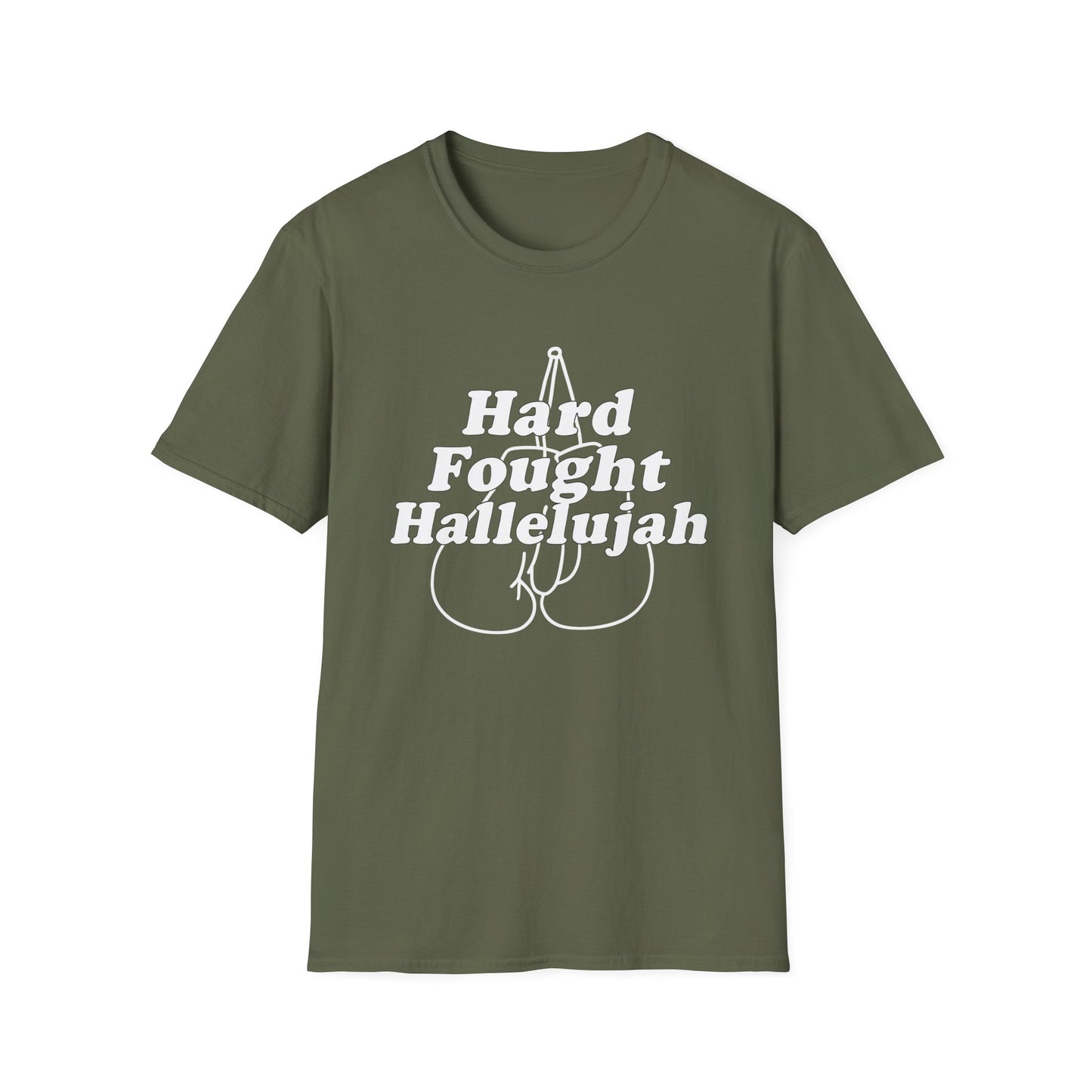 Hard Fought Hallelujah T-Shirt, Funny Graphic Tee, Unisex Casual Wear, Gift for Boxers, Sporty Style, Motivational Shirt