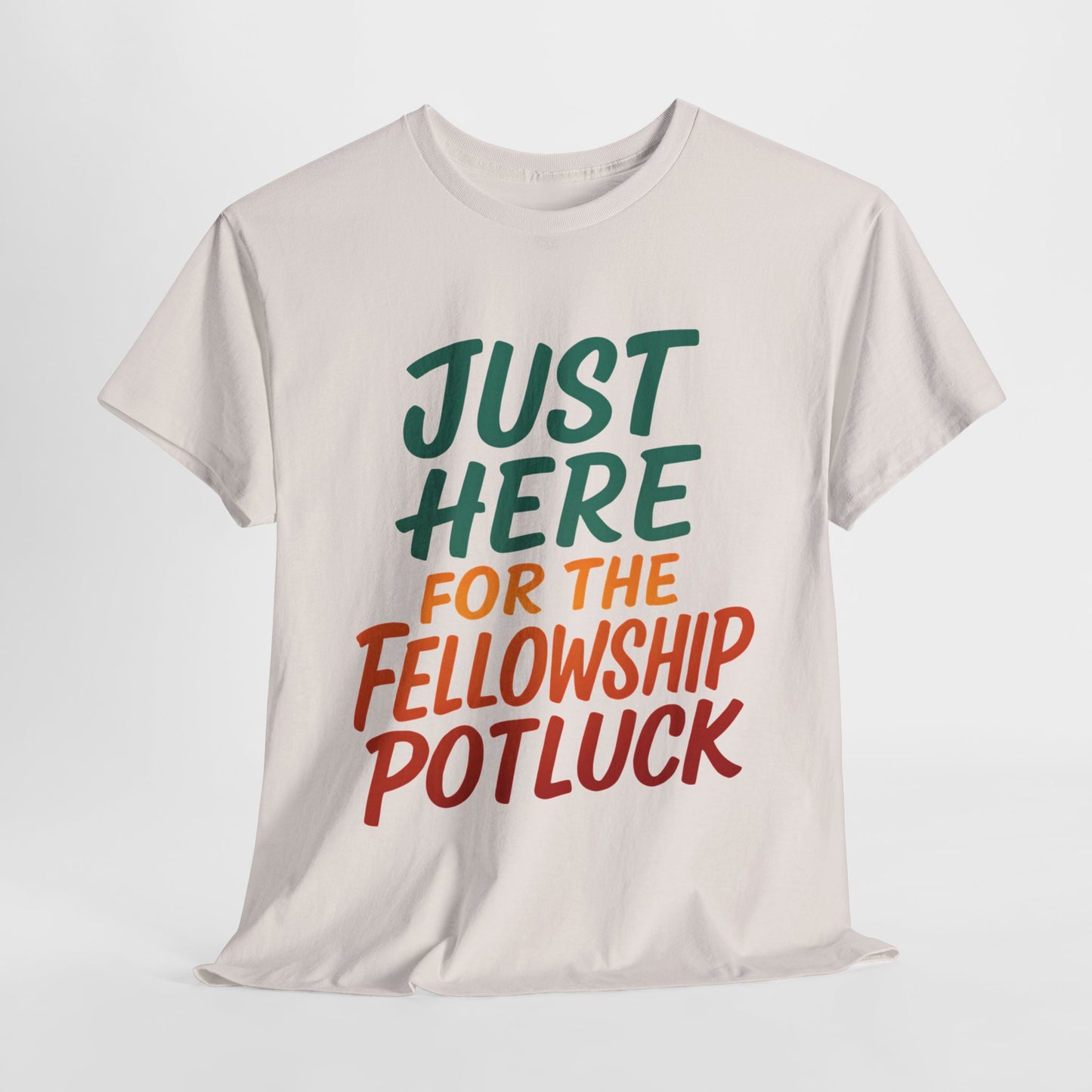 Just Here for the Fellowship Potluck Tee, Unisex Cotton T-Shirt, Fun Gathering Shirt, Party Tees, Casual Event Wear, Gifts for Friends