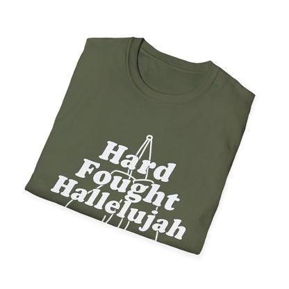 Hard Fought Hallelujah T-Shirt, Funny Graphic Tee, Unisex Casual Wear, Gift for Boxers, Sporty Style, Motivational Shirt