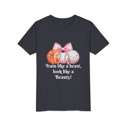 Train Like a Beast Youth Tee, Motivational Sports Tee, Kids Workout Shirt, Athletic Wear, Gifts for Young Athletes, Back to School