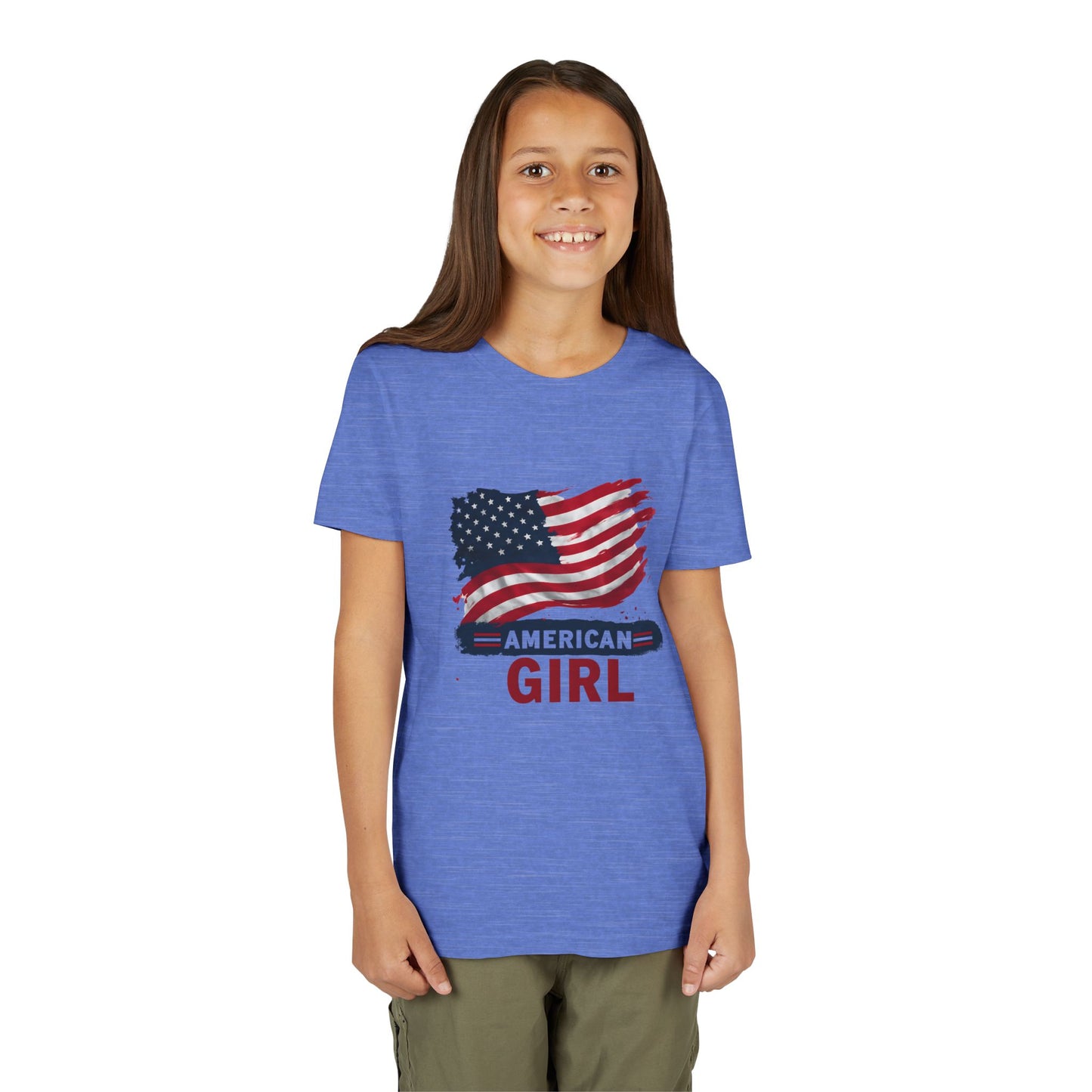 American Girl Youth Tee - Patriotic Short Sleeve Shirt for Kids, Summer Wear, 4th of July, Birthday Gift, Casual Everyday Style