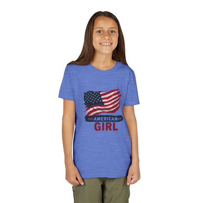 American Girl Youth Tee - Patriotic Short Sleeve Shirt for Kids, Summer Wear, 4th of July, Birthday Gift, Casual Everyday Style