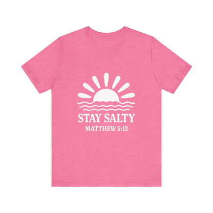 Stay Salty Unisex Short Sleeve Tee - Perfect for Beach Days, Casual Outings, Gifts, Summer Vibes, Bible Verse Apparel