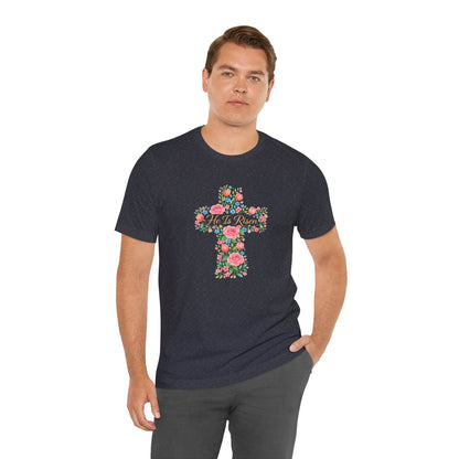 Floral Cross T-Shirt — Vintage Rose Faith Tee
