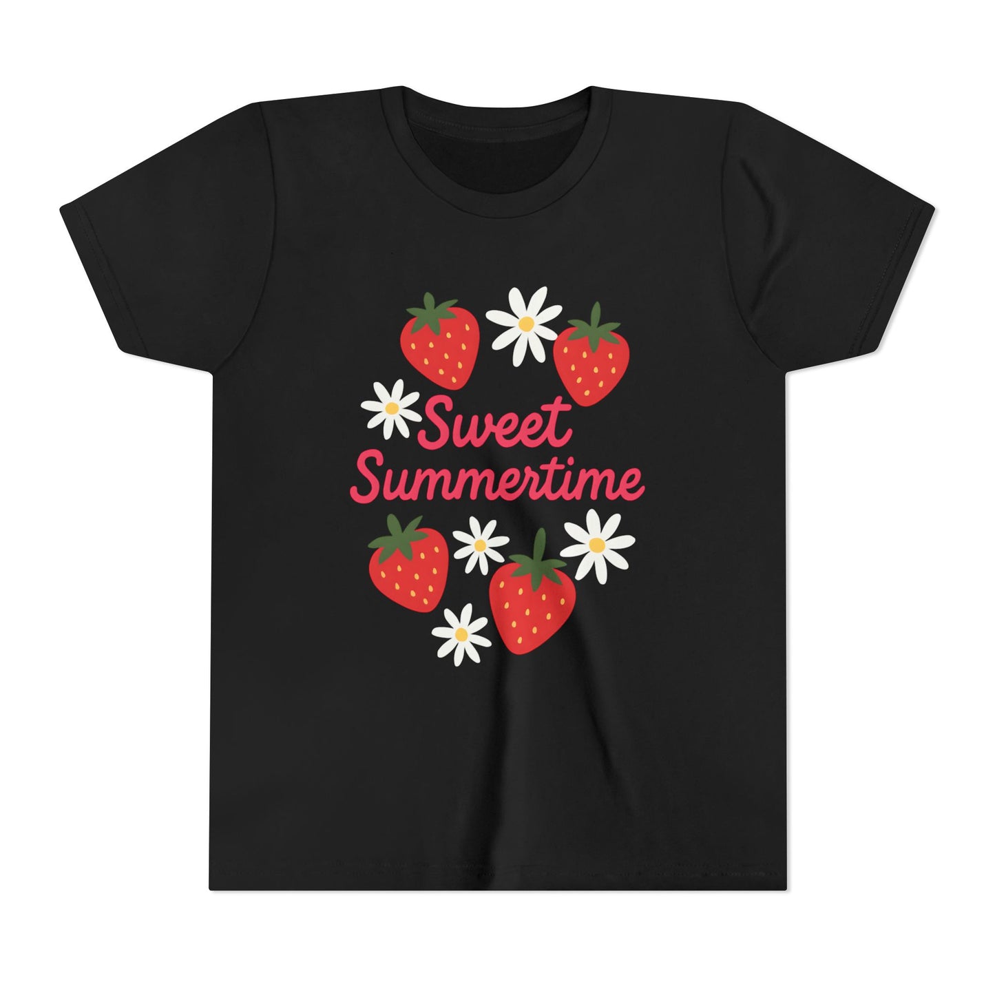 Sweet Summertime Youth Tee, Kids Summer Shirt, Strawberry Graphic Tee, Fun Gift for Children, Seasonal Apparel