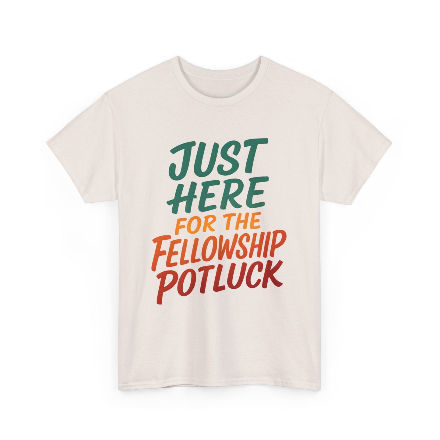 Just Here for the Fellowship Potluck Tee, Unisex Cotton T-Shirt, Fun Gathering Shirt, Party Tees, Casual Event Wear, Gifts for Friends