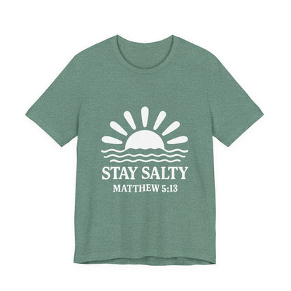 Stay Salty Unisex Short Sleeve Tee - Perfect for Beach Days, Casual Outings, Gifts, Summer Vibes, Bible Verse Apparel