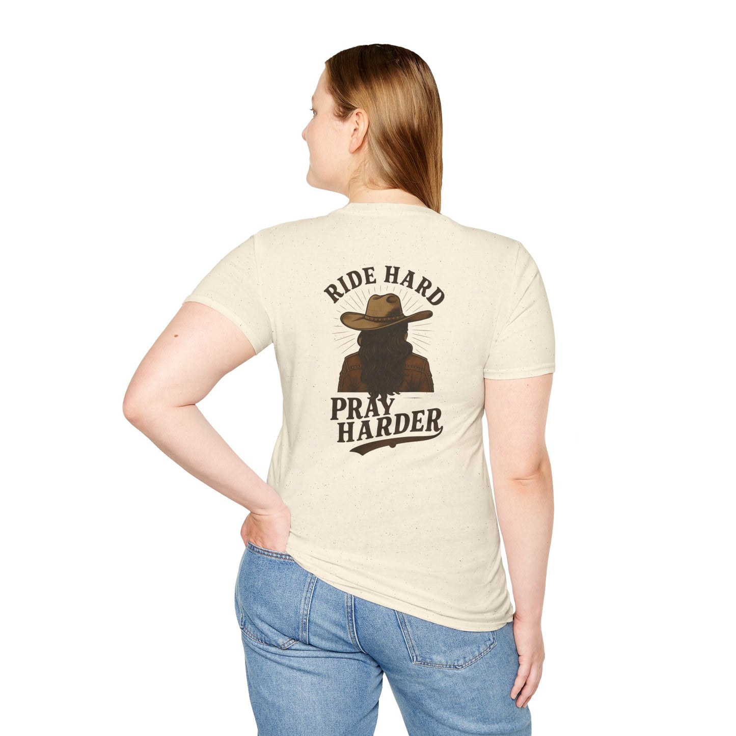 Ride Hard Pray Harder T-Shirt - Unisex Casual Tee, Western Style Apparel, Gift for Cowboys, Inspirational Shirt, Everyday Wear