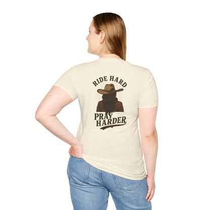 Ride Hard Pray Harder T-Shirt - Unisex Casual Tee, Western Style Apparel, Gift for Cowboys, Inspirational Shirt, Everyday Wear
