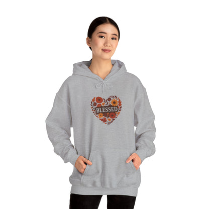 Blessed Floral Heart Hoodie - Cozy Unisex Sweatshirt for Gratitude, Perfect for Gifts, Holidays, or Everyday Wear