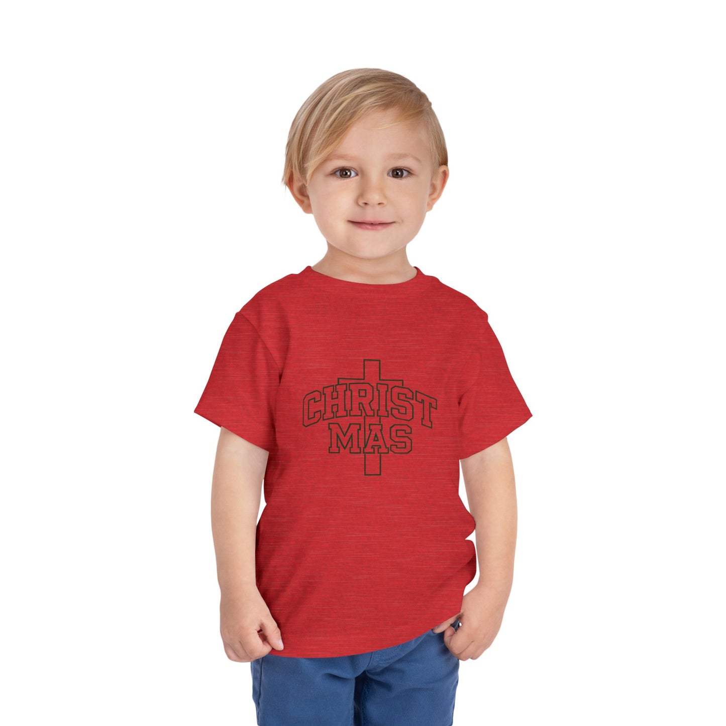 Toddler Christmas Tee — ‘CHRISTMAS’ Cross Holiday Shirt