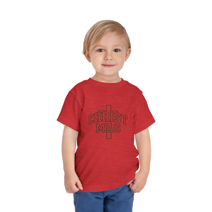 Toddler Christmas Tee — ‘CHRISTMAS’ Cross Holiday Shirt