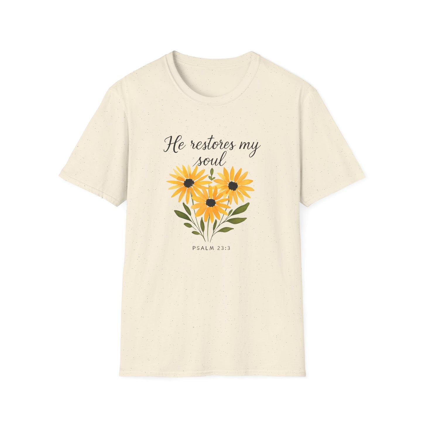 Floral Inspirational T-Shirt - He Restores My Soul, Thoughtful Gift for Comfort, Faith Apparel, Religious Wear, Everyday Inspiration