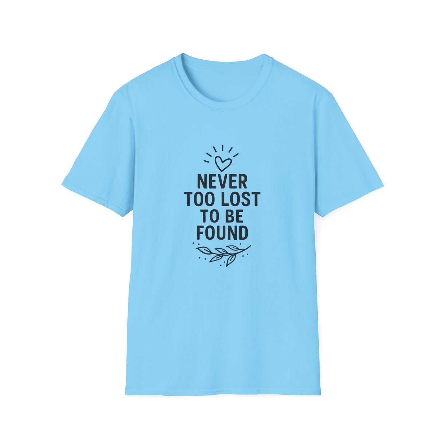Inspirational Quote T-Shirt: Never Too Lost To Be Found, Unisex Softstyle Tee for Everyday Comfort, Gift for Friends, Uplifting [...]