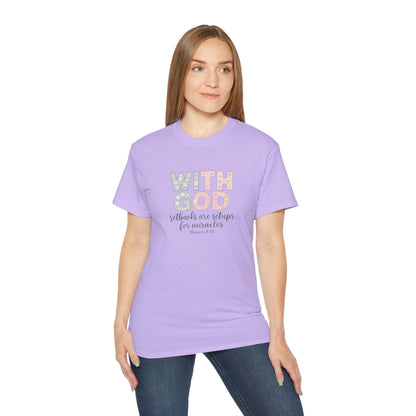 Inspirational Unisex Cotton Tee: "With God All Things Are Possible" - Faith, Gift, Encouragement, Casual Wear, Everyday Inspiration