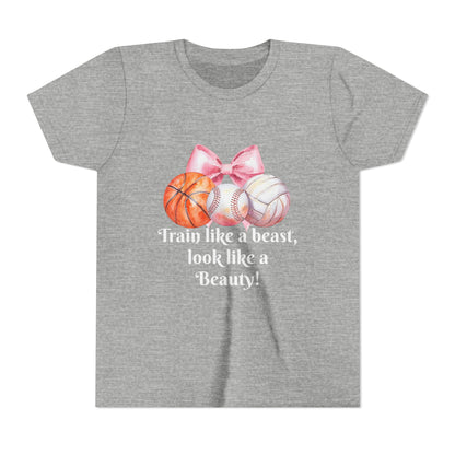 Train Like a Beast Youth Tee, Motivational Sports Tee, Kids Workout Shirt, Athletic Wear, Gifts for Young Athletes, Back to School