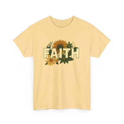 Faith Floral Unisex Tee, Inspirational Shirt for Everyday Wear, Sunflower Graphic Tee, Gift for Family and Friends, Faith-Based Apparel
