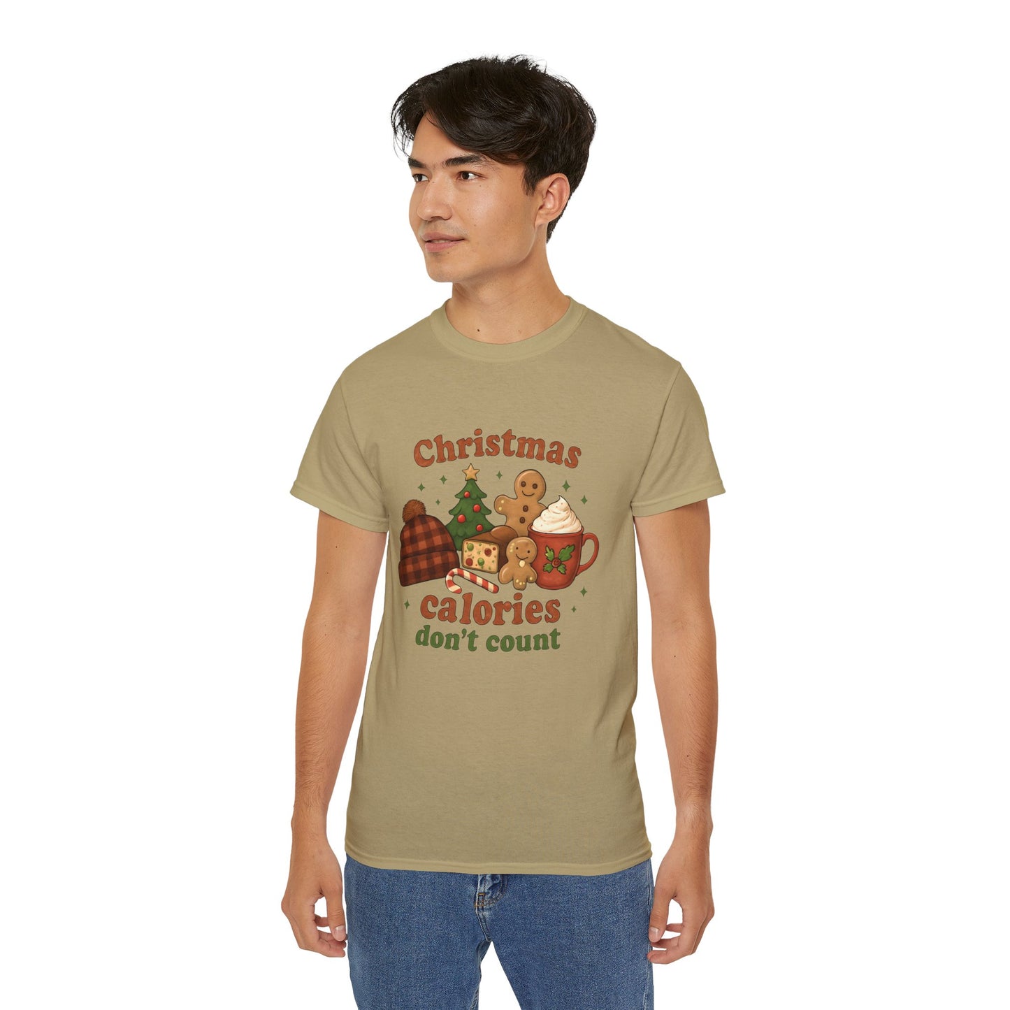Christmas 'Calories Don’t Count' Tee - Holiday Cookie & Cocoa Graphic Shirt