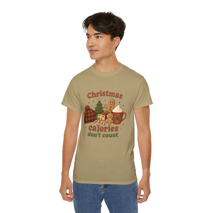 Christmas 'Calories Don’t Count' Tee - Holiday Cookie & Cocoa Graphic Shirt