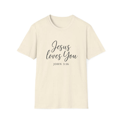 Faith-Inspired Unisex Softstyle T-Shirt | Jesus Loves You | Christian Apparel, Gift, Devotional Wear, Casual Tee