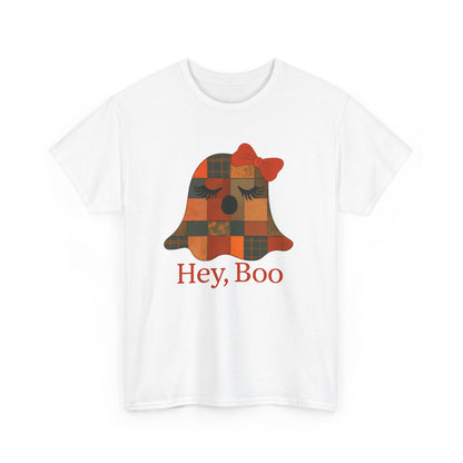 Hey Boo Halloween Tee, Unisex Cotton Shirt for Ghost Lovers, Spooky Apparel, Cute Halloween Gift, Trick or Treat Shirt