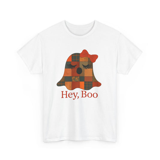 Hey Boo Halloween Tee, Unisex Cotton Shirt for Ghost Lovers, Spooky Apparel, Cute Halloween Gift, Trick or Treat Shirt