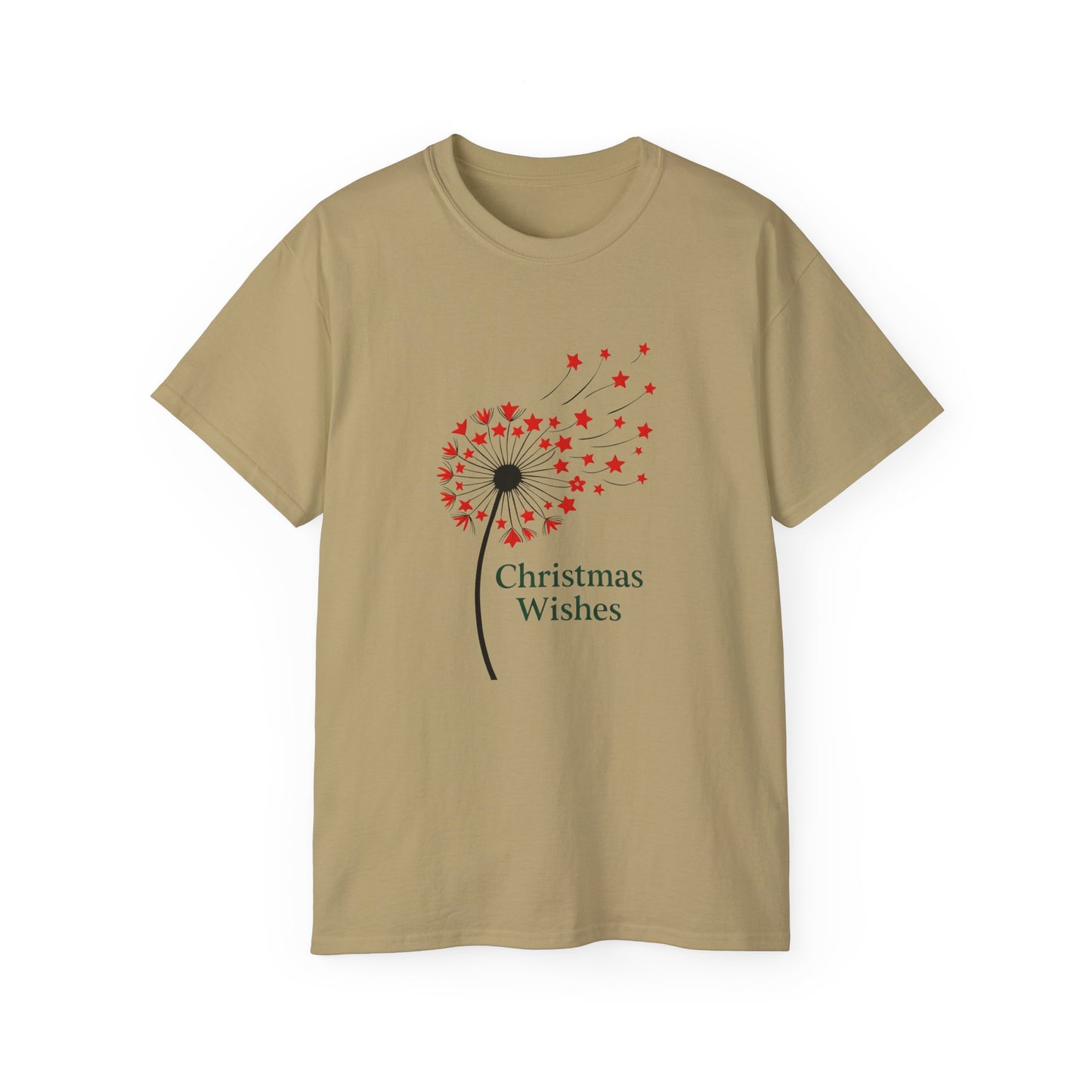 Christmas Wishes Tee — Dandelion & Red Star Holiday T-Shirt