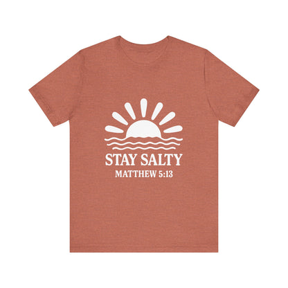 Stay Salty Unisex Short Sleeve Tee - Perfect for Beach Days, Casual Outings, Gifts, Summer Vibes, Bible Verse Apparel
