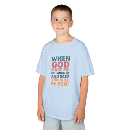 God Laughed Kids Tee, Fun Kids T-Shirt, Inspirational Quote Shirt, Birthday Gift, Faith-Based Apparel