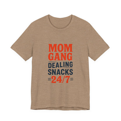 Mom Gang Snacks 24/7 Tee - Fun Unisex Jersey Tee, Perfect for Moms, Gift for Mother's Day, Casual Wear, Snack Lover's Apparel