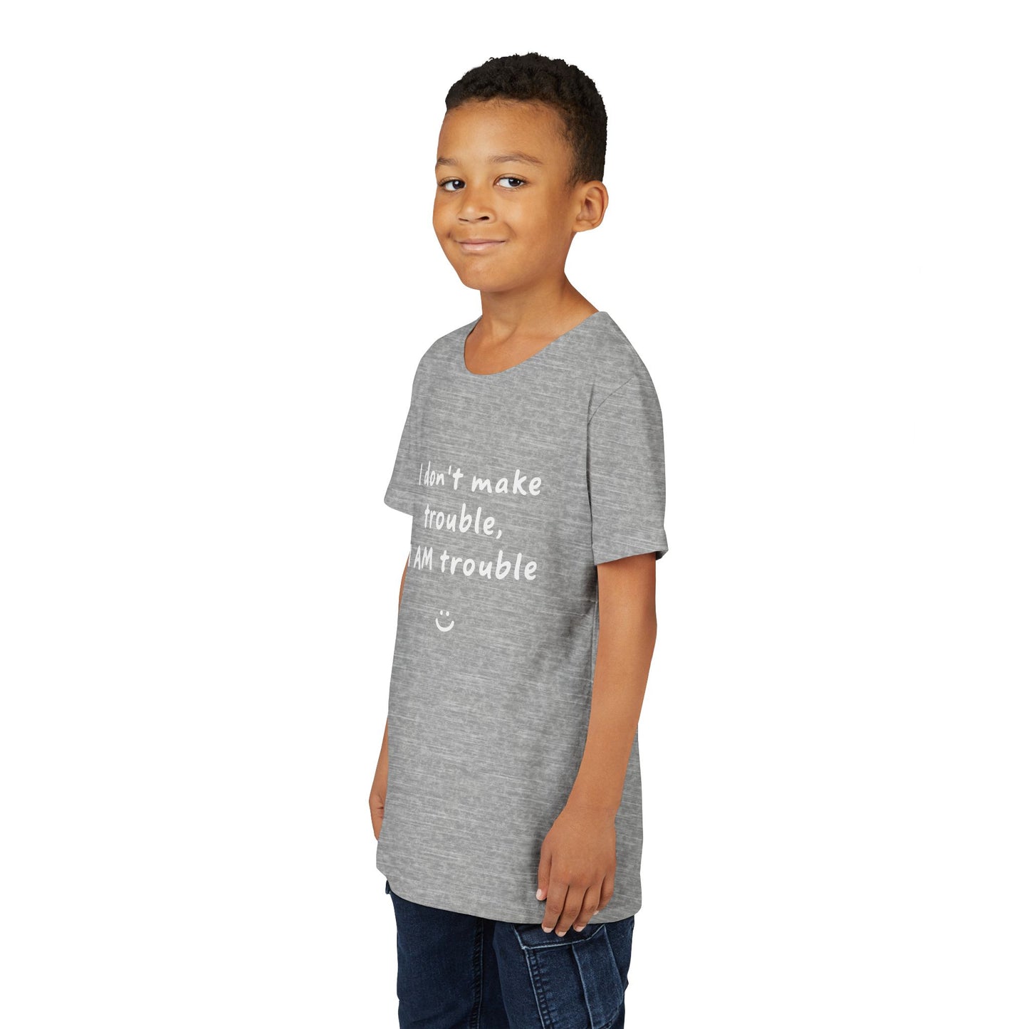 Cool Youth Tee - "I Don't Make Trouble, I AM Trouble" - Trendy Kids Shirt, Fun Gift for Birthdays, Summer Vibes, Playful Style