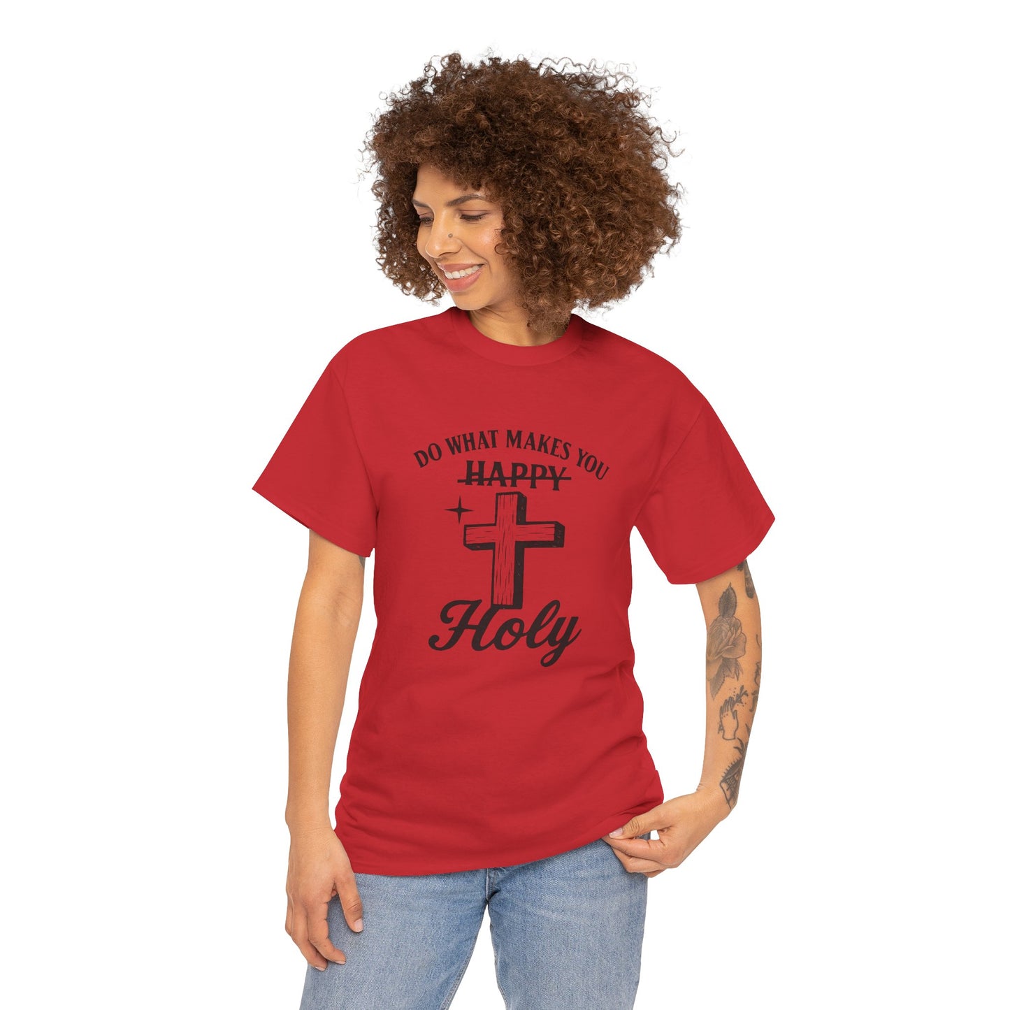 Happy Holy Unisex Heavy Cotton Tee - Inspirational Shirt, Faith-based Clothing, Church Event Tee, Gift for Friends, Casual Wear