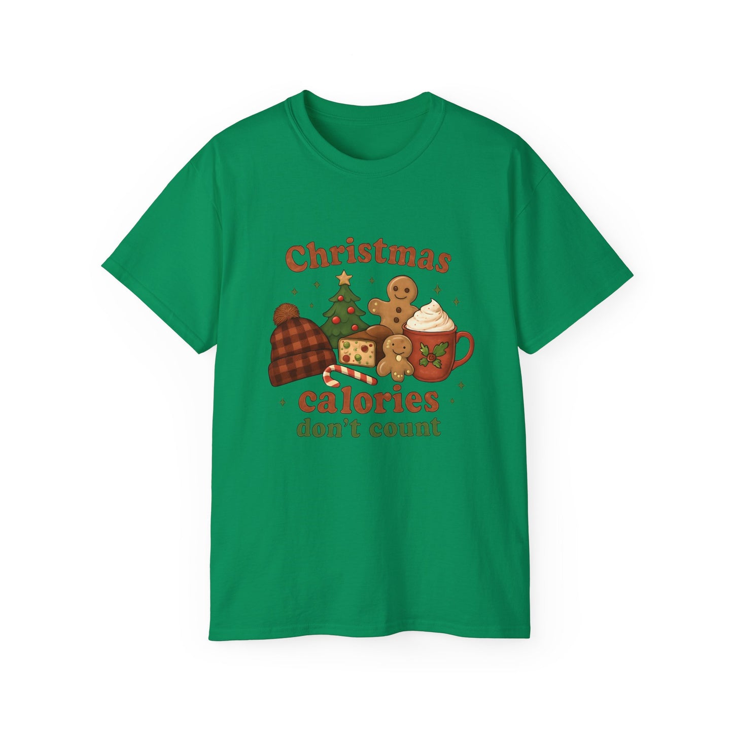 Christmas 'Calories Don’t Count' Tee - Holiday Cookie & Cocoa Graphic Shirt
