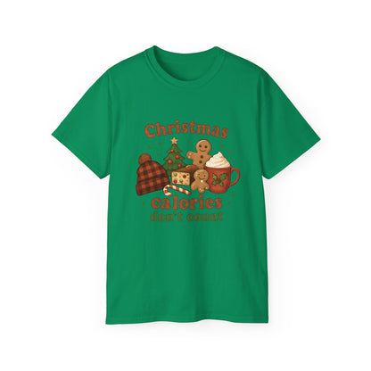 Christmas 'Calories Don’t Count' Tee - Holiday Cookie & Cocoa Graphic Shirt