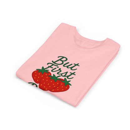 Strawberry Prayer Youth Tee, But First Pray T-Shirt for Kids, Faith-Based Apparel, Summer Wear, Cute Gift for Girls